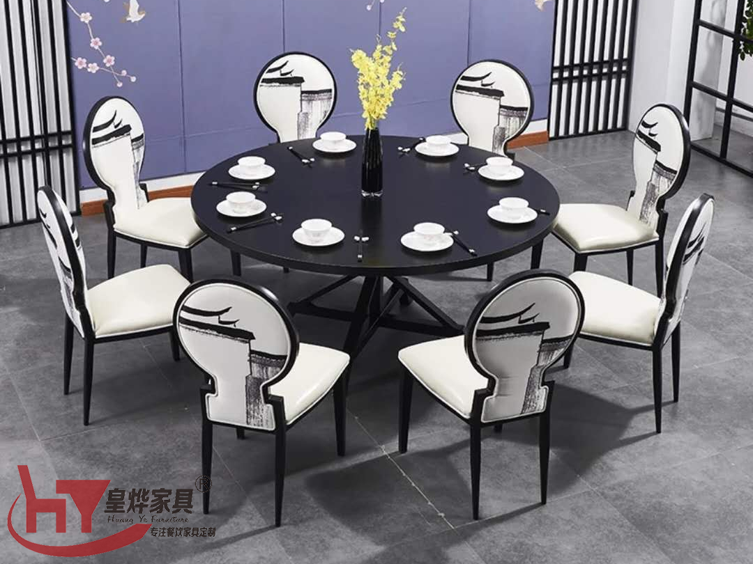 火锅店新中式铁艺餐桌椅,主题餐厅桌椅,饭店桌椅组合