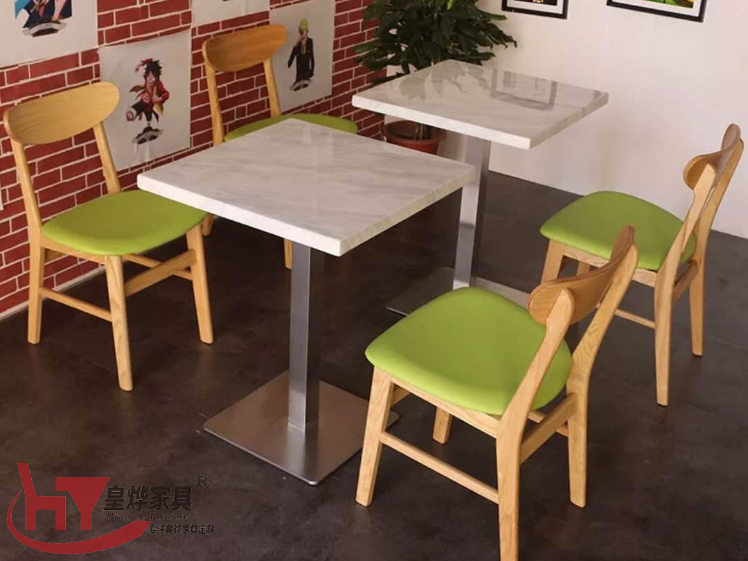 咖啡厅桌椅组合,人造大理石餐桌,奶茶店2人方桌