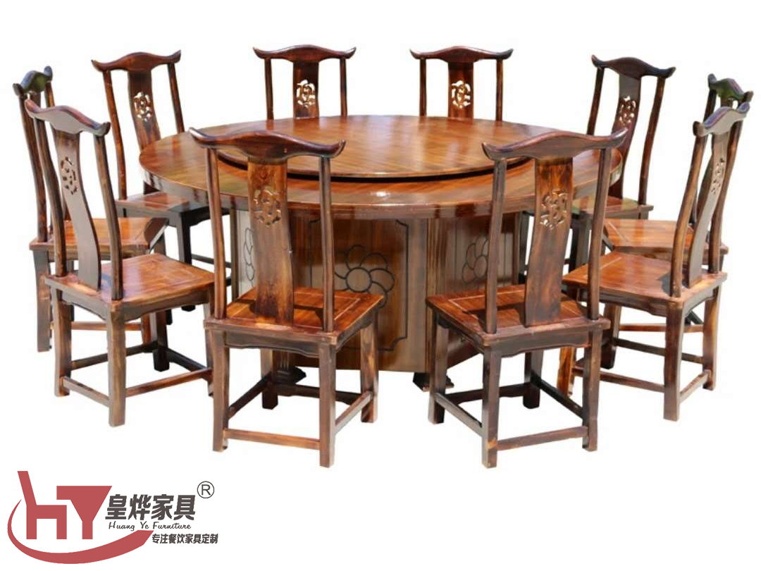 电动大圆桌餐桌椅组合