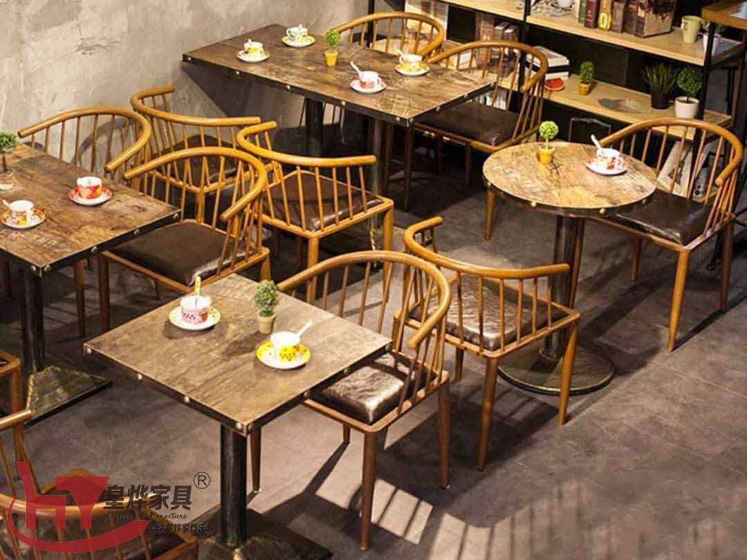 铁艺咖啡厅桌椅,复古奶茶店桌子椅子组合,西餐厅酒吧桌椅