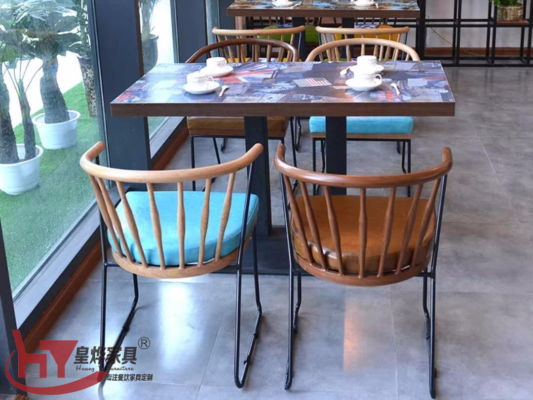 主题餐厅餐桌椅组合,洽谈现代铁艺工业风桌子椅子